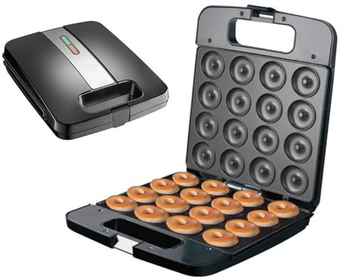 QYLTTDM Donut Maker, Bake 1 Donuts, Non-stick Surface, Double-sided Heating, Cool Touch Electric Mini Doughnut Machine, for Breakfast, Snacks, Desserts & More