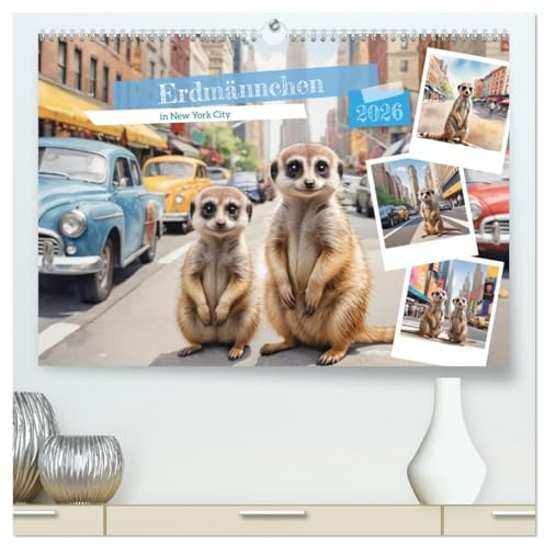 Erdmännchen in New York City (hochwertiger Premium Wandkalender 2026 DIN A2 quer), Kunstdruck in Hochglanz: Die Erdmännchen machen Urlaub in New York (CALVENDO Orte)