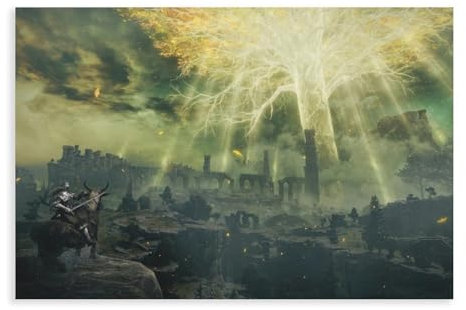 QUXDJZ Elden Ring Fan Art Erdtree inspiriertes Dark Souls Videospiel-Poster (5) Leinwand-Poster, Wandkunst, Dekordruck, Bild Gemälde für Wohnzimmer, Schlafzimmer, Dekoration, 50 x 75 cm
