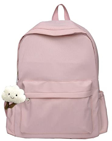 Uomini E Donne Adulto Moda Multicolore Tinta Unita Nylon Cerniera Studente Zaino Pranzo Zaino per Le Donne, rosa, Taglia unica