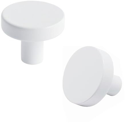 QZKJQDD 2 Pack White Cupboard Knobs, Single Hole Cupboard Handle, Aluminum Alloy Cabinet Knobs with Screws for Kitchen Wardrobes Bathroom Home Decoration