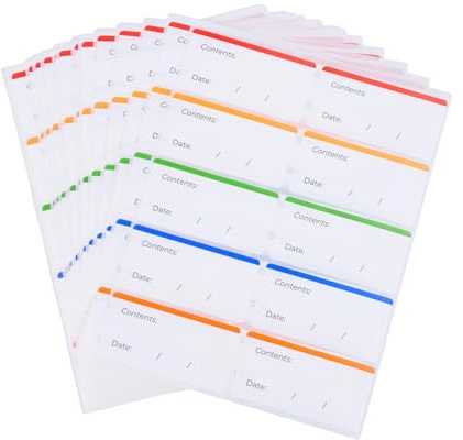 Mewflew 250PCS Ablösbare Gefrieretiketten – Wiederbeschreibbare Lebensmittel-Aufkleber mit Datum & Inhalt – Abziehbare Vorratslabels für Gefrierbox, Kühlschrank & Alltagsorganisation