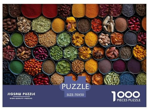 Farbenfrohe Gewürze 1000-teilige Puzzles Für Erwachsene,Farbenfroh Ingredients EIN Unmögliches Geschicklichkeitsspiel Intelligenz-Puzzle Home-Dekoration 70x50cm/1000pcs