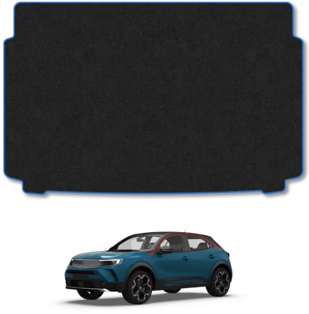 Vauxhall Mokka (2020+) Carpet Boot Mat | Blue Edge Trim Tailored Fit Boot Liner Full Coverage Protection Accessories Easy Clean Anti Slip Made in the UK