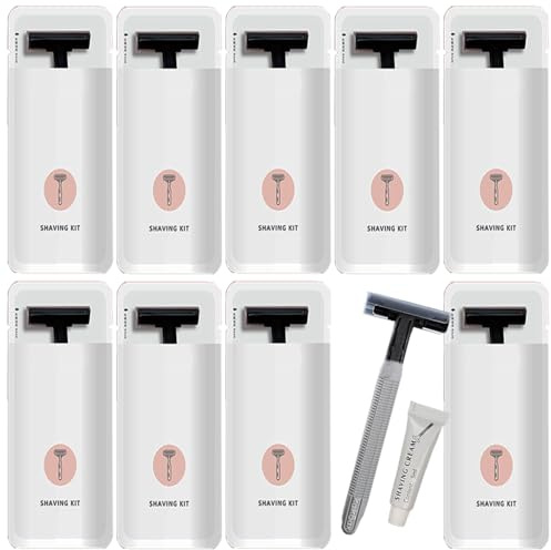 10er-Pack tragbares Reise-Einwegrasier-Set, einzeln verpackt; hypoallergenes manuelles Rasierset mit 10 g Rasiercreme, Hotel-Rasierer für Reisen, Zuhause, den täglichen Gebrauch