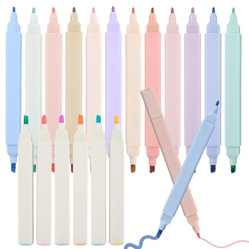 Aohyue Textmarker Pastell Aesthetic Textmarker, 18PCS Highlighter Pen Stifte Pastell Bibel Marker Set, Ästhetische Textmarkers für Office Supplies Journal Planer Notes Schulbüro Stationäre