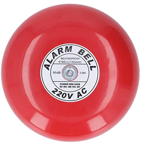 RASTKY Fire Alarm Bell Durable Electric Round 6in 95dB for Home Hotel Boat, Aluminium Steel Copper