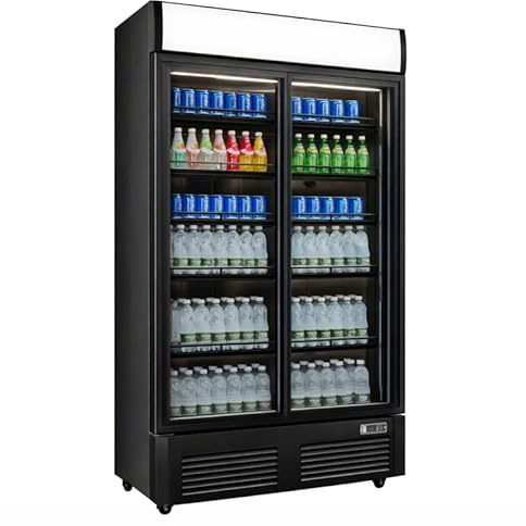 Générique Armadio per bevande refrigerato, 720 litri, nero, 2 ante scorrevoli con baldacchino