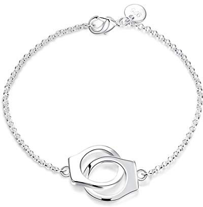 Bracelet à menottes tendance, bracelet en argent 925 pour femme