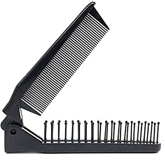Louise Maelys Portable Travel Folding Hair Brush Compact Pocket Double Headed Anti-static Comb