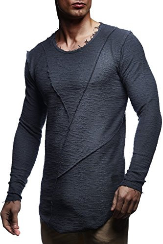 Leif Nelson Herren Oversize Sweatshirt Hoodie Hoody LN6323; Größe M, Anthrazit