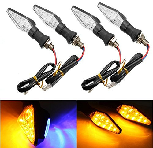 Alamor 12 V Universal Motorrad Led Blinker Blinker Gelbes Licht Mit Blau
