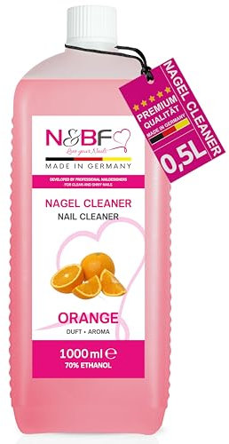 NAILS FACTORY Nagel Cleaner Orange 1000ml | Nail Cleaner 1 Liter für Gelnägel | 70% Ethanol-Alkohol | Entfernt Schwitzschicht & reinigt | Entfetten & Desinfizieren | Nageldesign Studioqualität