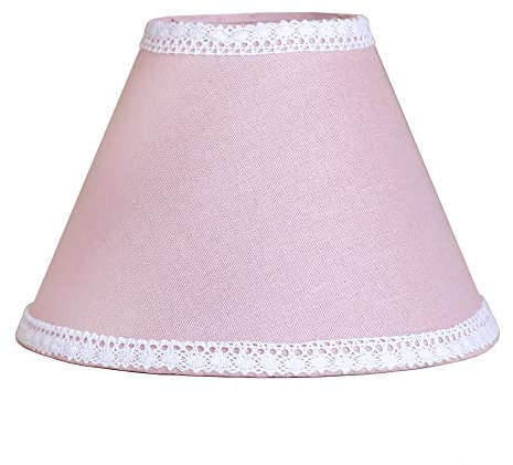 Grafelstein Lampenschirm ZOE, Ø 30 cm, rosa zartrosa mit weißer Spitzenbordüre Kinderzimmer Landhaus, Lampenschirm groß, E14 und E27 geeignet
