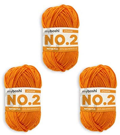 myboshi Häkel- und Strickgarn | Modell: No.2 mit Kapokfaser | Leichtes Garn | 3-Kugelgarn | 2370 Apricot
