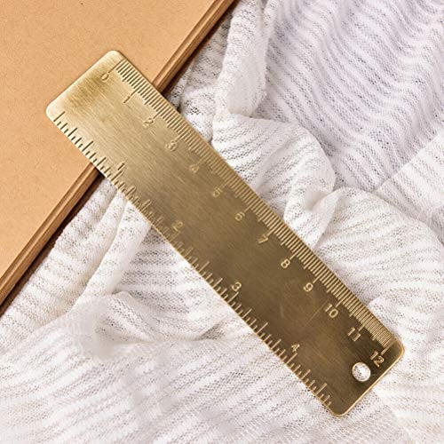 SUPERTOOL Edelstahl-Lineal, 12 cm, reines Messing, Gold, genaue Messung, Lesezeichen-Lineal für Schule, Büro, Werkstatt und Zuhause (1 Stück)