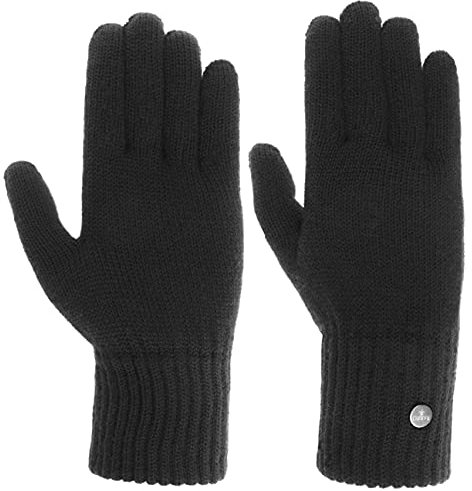 LIERYS Merino Fingerhandschuhe - Einfarbige Handschuhe - Strickhandschuhe aus 100% Merinowolle - Made in Italy - Damen & Herren - Herbst/Winter schwarz S/M