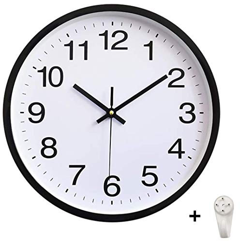 Outpicker Wall Clock 12 Inch Office Clock Silent Non Ticking Battery Wall Clock for Kitchen,Living Room,Bedrooms Modern, Black Wall Clock