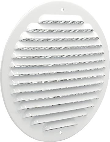 La ventilación GABT160R Rejilla de ventilación redonda de metal para superponer con red antigoteo. Tamaño: 175 mm de diámetro. Aluminio blanco.