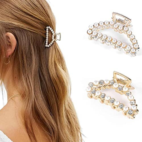 Runmi Lot de 2 pinces à cheveux blanches antidérapantes pour femme et fille (A)