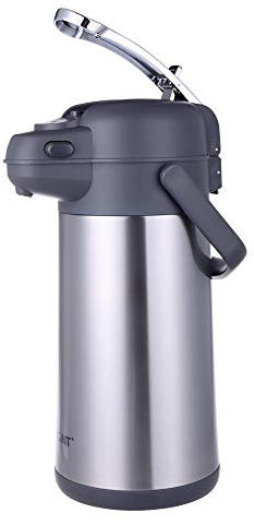 GiNT Airpot Kaffeespender mit Pumpe, isolierte Kaffeekaraffe für heiße Flüssigkeiten, vakuumisolierter Pumpspender aus Edelstahl für heiße/kalte Getränke, Heimbüro, kommerzielle Nutzung im Freien (3 l