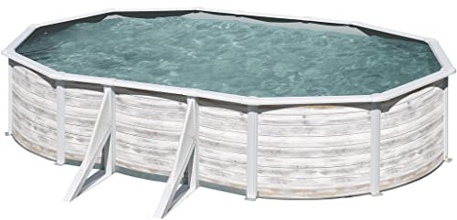 Gre KIT610N - Piscine Hors Sol avec décoration Nordique, 610 x 375 x 120 cm, Filtration 4 m3/h, avec Renforts latéraux