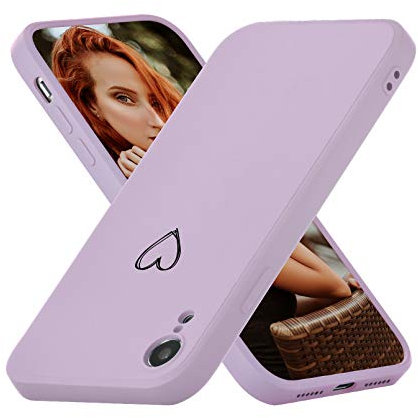 UEEBAI Case for iPhone XR, Lovely Heart Liquid Silicone Case Ultra Slim Precise Cut-outs Gel Rubber TPU Bumper Case Shell Smooth Shockproof Protective Cover for iPhone XR - Purple