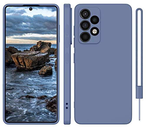 ORDA für Samsung Galaxy A52 5G/4G Hülle Silikon Slim Case Cover Mikrofaser Handyhülle Kameraschutz Bildschirmschutz Kratzfest Blau Grau