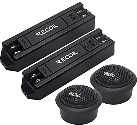 RECOIL RET1 Car Tweeters Silk Dome Neodymium Triple-Level Crossover | 60W Max, 30W RMS, 87dB, 2.5kHz-20kHz, Surface/Angle/Flush Mount – Component Tweeter Pair