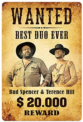 Blechwarenfabrik Braunschweig Bud Spencer und Terence Hill Wanted Best Duo Ever 3D-Dekoschild aus Blech Mehrfarbig, Maße: 20cm x 30cm, 300/T012