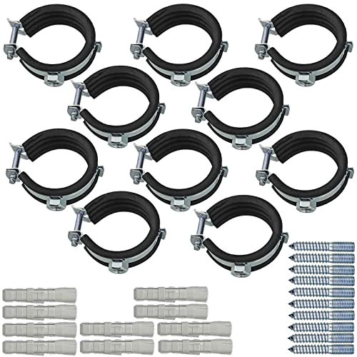Qualitäts Rohrschellen 10 Stück Set Spannbereich 10-12mm Rohr Außendurchmesser mit Dübel Stockschraube Halterung Befesetigung