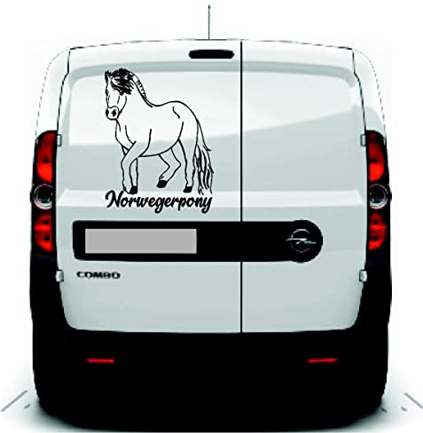 Autoaufkleber: 'Fjordpony' - Norweger - Pony (Schwarz - 600 mm x 450 mm)