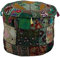 Marusthali Ottoman Pouf, indischer Vintage-Ottomane, verziert mit Stickerei, Patchwork-Bezug, Fußhocker, Bodenkissen, indisches Design, ethnisches Patchwork, 56 x 36 cm