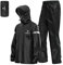 LIXADA Hommes Moto Combinaison de Pluie Extérieur Réfléchissant Imperméable Veste et Pantalon de Pluie Vêtements de Pluie pour Vélo Equitation Cyclisme Camping Randonnée