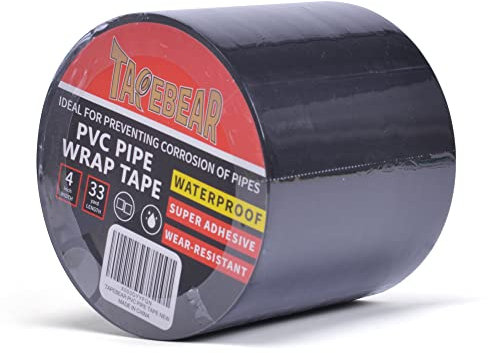 TAPEBEAR Cinta Anticorrosión Tubería 100mm x 30m, Cinta Impermeable PVC, Protección De Envoltura De Tuberías, Cinta Aislante Negra, Para Reparar Y Sella