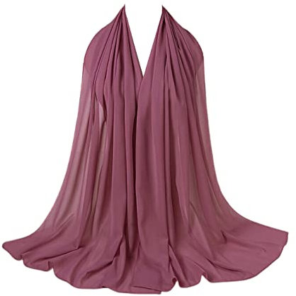 Scarf Shack Damenschal, Hijab, Chiffon, Georgette, handgefertigt, weich, Premium-Qualität, Sarong-Schal, Maxi-Schal, einfarbig, einfarbig, hergestellt in Dubai (Rosa)