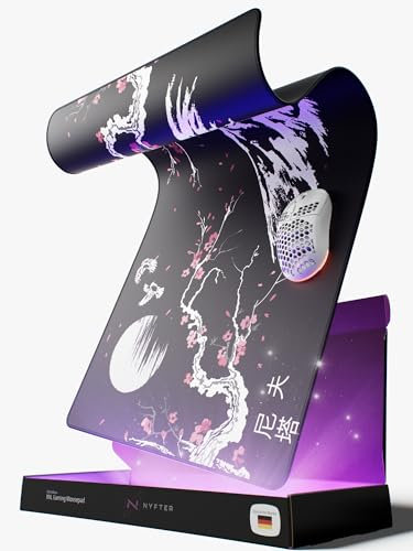 Nyfter - XXL Gaming Mauspad Sakura Weiß 900 x 500mm Premium Fuji Mousepad Size Groß vernähte Kanten langlebig mit high-end Glide und Anti-Rutsch