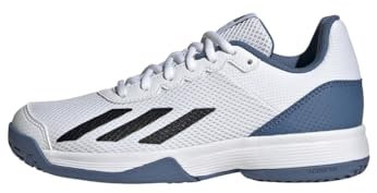 adidas Courtflash Tennis Shoes, Cloud White/Core Black/Crew Blue, 10 UK Child