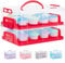 SG Traders 2 Tier Cupcake Carrier with Handle, 24 Muffin Cases Stackable Cake Caddy, Baking Cupcake Boxes Cupcake Cases, Plastic Storage Box with Adjustable Compartments