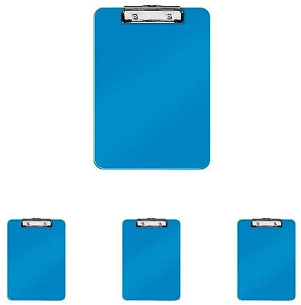 Leitz 39710036 Klemmbrett WOW, A4, PS, blau metallic (Packung mit 4)