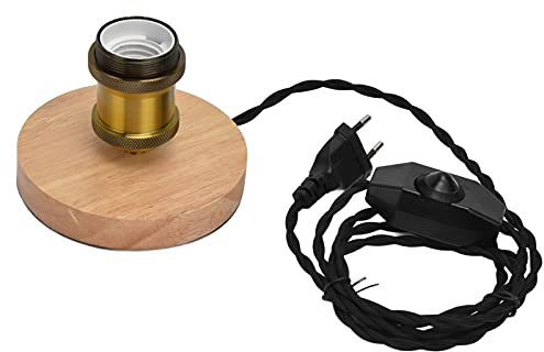 fuik Base de Lampe en Bois EU 110-240V, E27/E26, Douille pour Chambre à Coucher, Salon, Salle à Manger