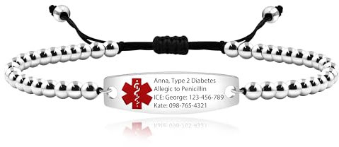 Uloveido Ulovedo talla personalizada artesanal ajustable acero inoxidable Alerta médica ID pulsera de niña y4301