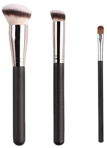 Reccisokz 3 Pièces Pinceau à Fond De Teint,Pinceau Anti Cernes Yeux,Pinceau à Fond De Teint Anti-Cernes Liquide,Pinceau d’Application De Fond De Teint Liquide