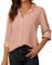 SPRING SEAON Womens Blouse Long Sleeve Chiffon V-Neck Button Down Shirt Casual Office Work Tops for Ladies Dark Pink