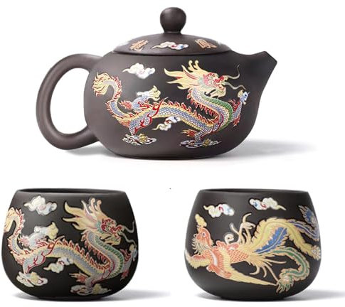 Hand-Made Dragon, Small Tea Kettle, and Phoenix Teapot