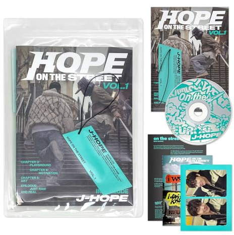 j-hope - [HOPE ON THE STREET VOL.1] (INTERLUDE - OSAKA & NEW YORK & PARIS VER.) Photo Zine + Poster + Photo Card + Sticker + Lyrics + Hang Tag + CD-R + 2 Extra Photocards