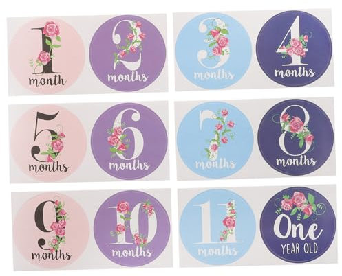 BESTonZON 12-teiliges Set Aufkleber Für Den Babybauch Aufkleber Für Kinder -monatsaufkleber Monat Alte Aufkleber Monat Aufkleber Neugeborener Aufkleber Tracking-gerät Papier Kleine