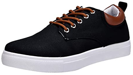 Zapatos amarillos para hombre 46 hombres baja superior lona zapatos de senderismo cordones moda zapatillas de deporte zapatos casuales zapatos para hombre más barato, Negro , 42 EU
