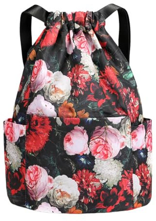 FAVORTALK Turnbeutel Rucksack Damen Sportrucksack Wasserfest Verstellbar Tunnelzug Sport Rucksäcke Große Kapazität Kordelzugbeutel für Schwimmen Reisen Faltbar String-Rucksack - JSB040-18