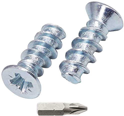 SKIR'CO (100 piezas) Tornillos europeos galvanizados 5,0 x 13 mm, tornillos para guías de cajones, cabeza plana avellanada, tornillos para bisagras